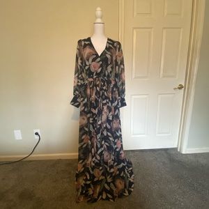 Miss Avenue Floral Long Sleeve Dress Sz Small